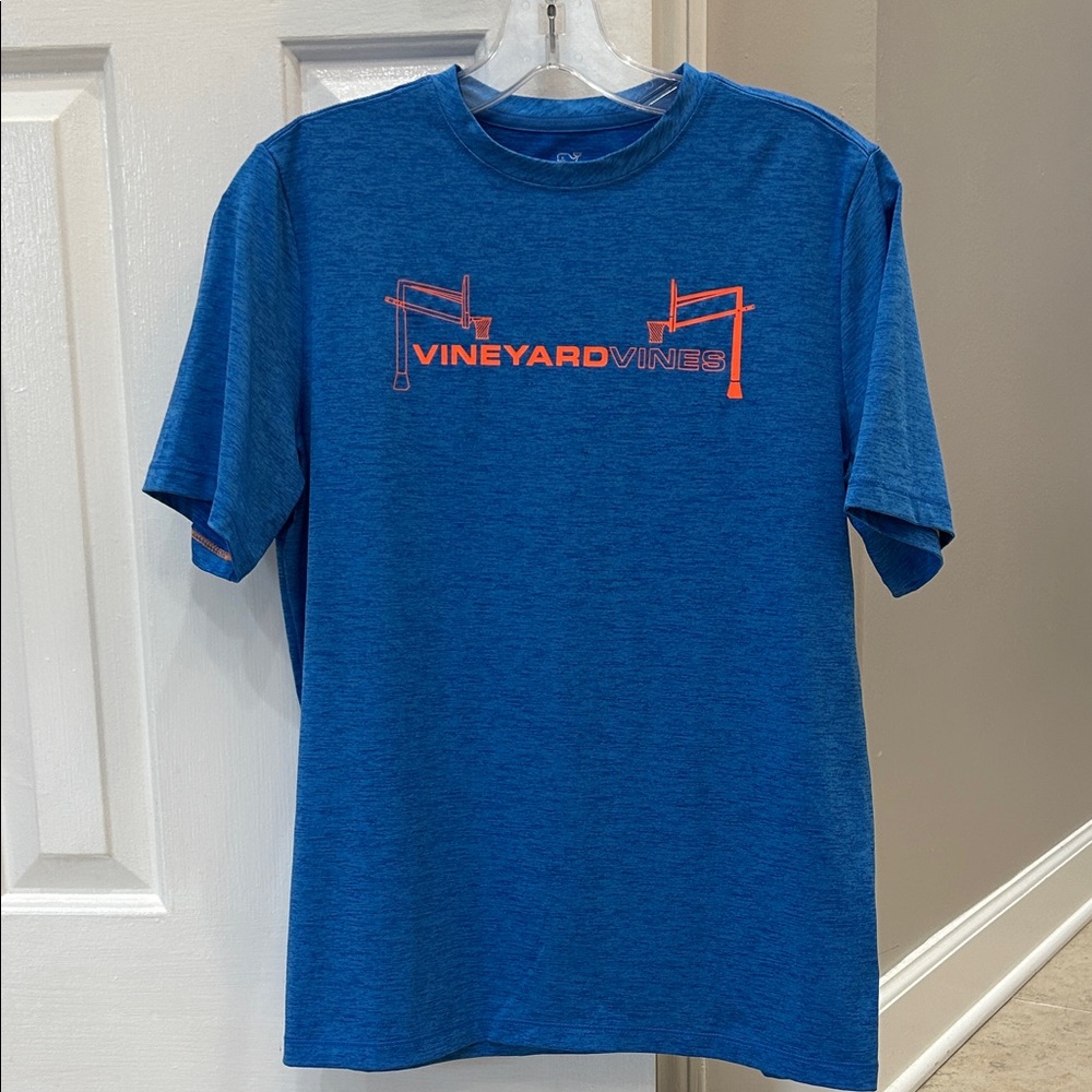Vineyard Vines Blue Tee with Orange Graphic